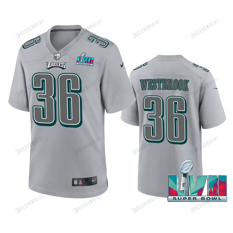 Brian Westbrook 36 Philadelphia Eagles Super Bowl LVII Patch Atmosphere Fashion Game Jersey - Gray(S/No)