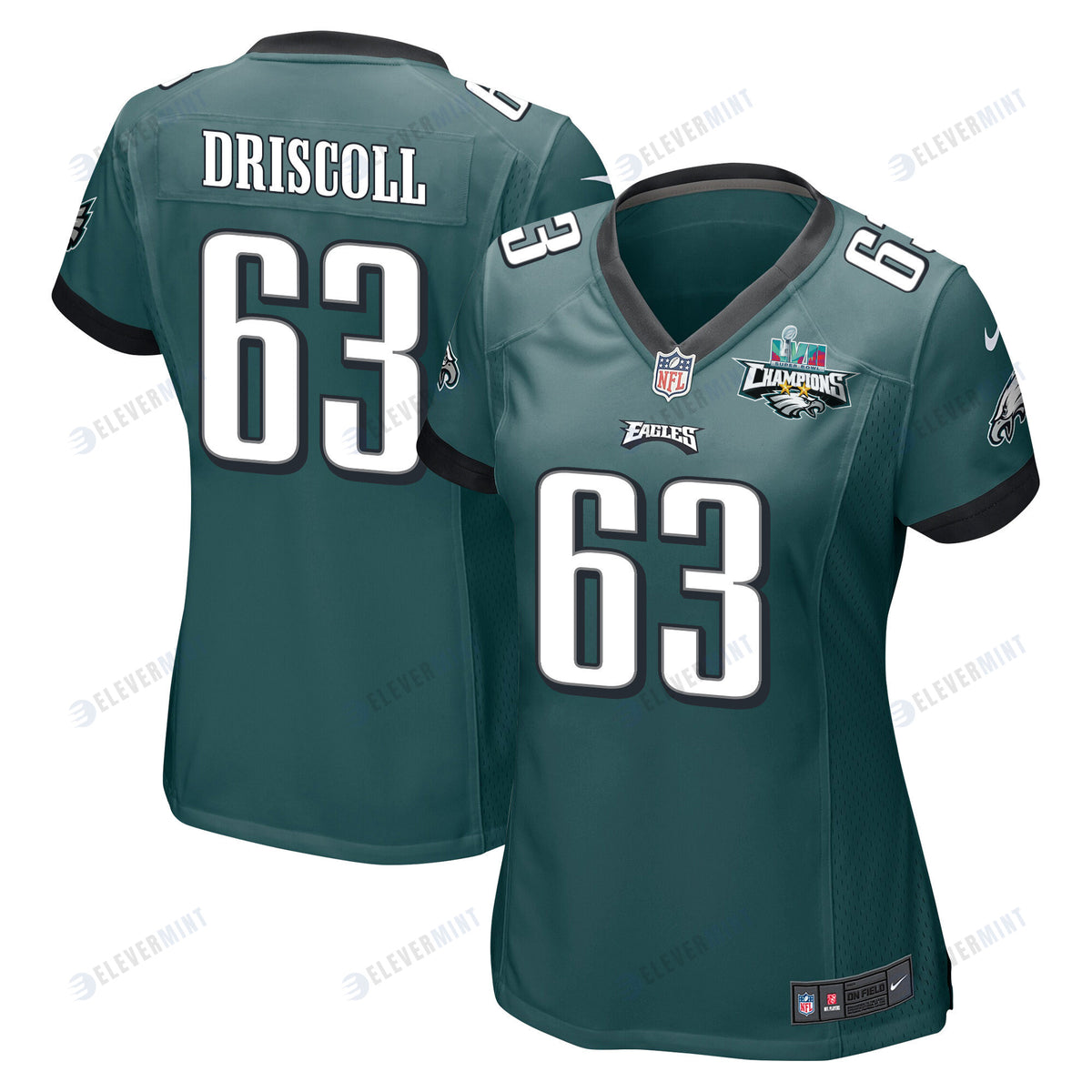 Jack Driscoll 63 Philadelphia Eagles Super Bowl LVII Champions 2 Stars Women Game Jersey - Midnight Green(S/No)