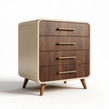 Wood and cream nightstand with four drawers and golden handles 50 x 40 x 90cm