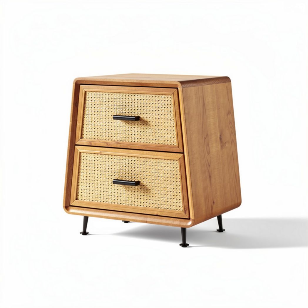 Rattan nightstand with three drawers for bedroom or living room use 40 x 40 x 50cm