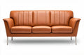 Leather three-seater sofa in brown with sleek metal legs 190 x 85 x 75cm
