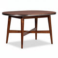 Oval wooden dining table with tapered legs in walnut finish 120 x 80 x 75cm