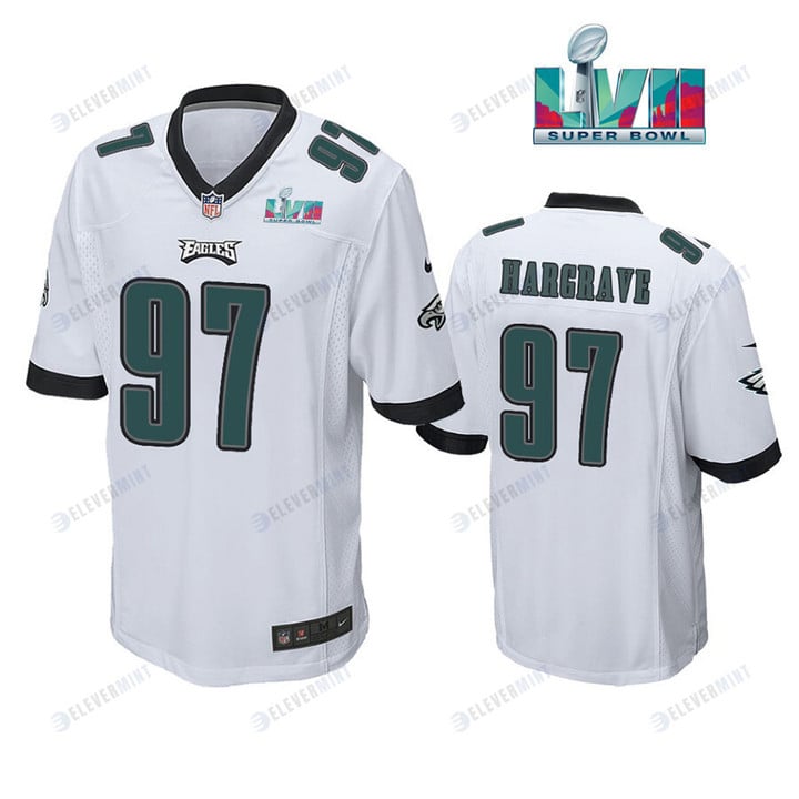 Javon Hargrave 97 Philadelphia Eagles Super Bowl LVII Game Player Men Jersey - White(S/No)