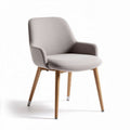 Fabric upholstered chair with wooden legs in light gray 50 x 55 x 80cm