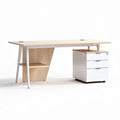 Modern desk with white drawer cabinet and storage shelf 160 x 80 x 75cm