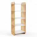 Wooden bookshelf with white shelves 30 x 80 x 160cm for living room storage