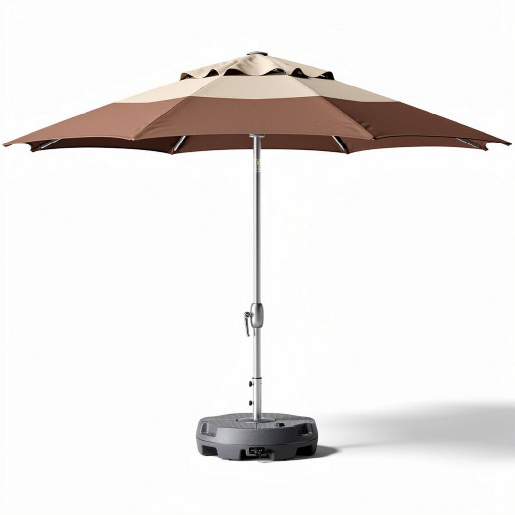Outdoor patio umbrella with a steel frame and UV protection 200 x 200 x 240cm in brown and beige