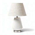 Table lamp with fabric shade and ceramic base in white 30 x 30 x 50cm