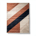 Geometric area rug in brown navy and beige 200 x 300 x 1cm