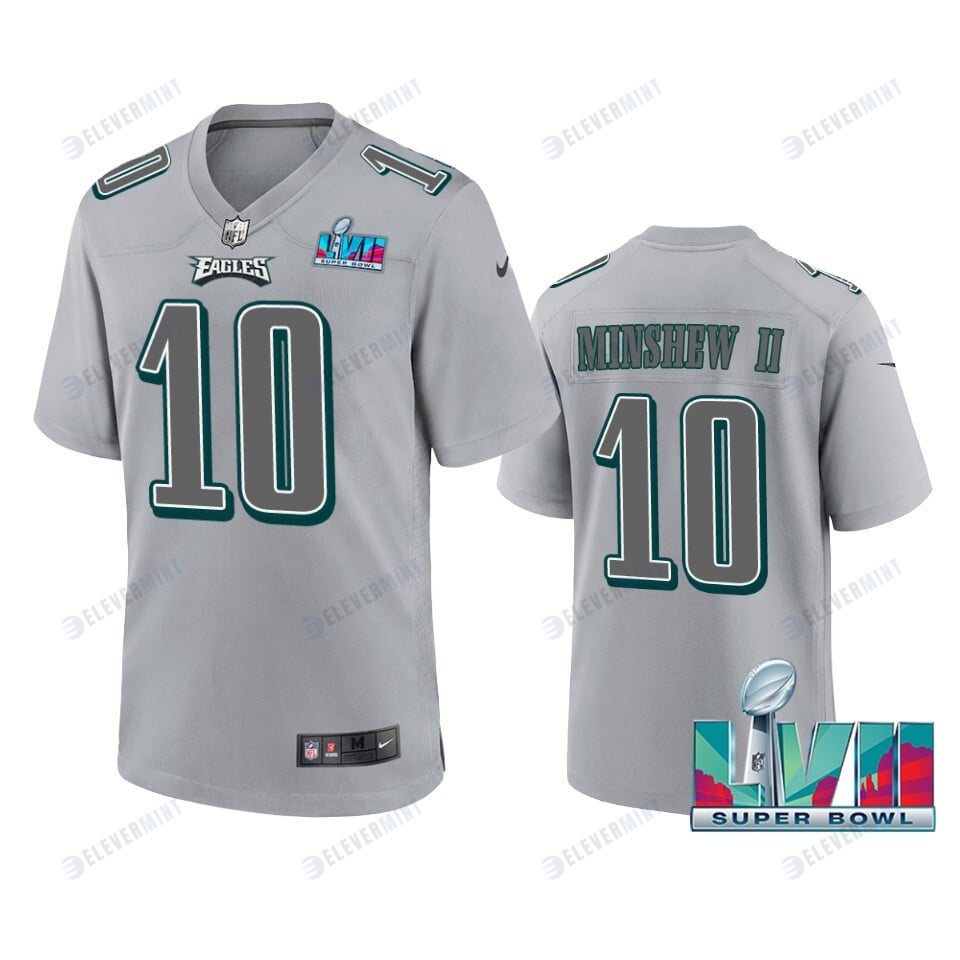 Gardner Minshew II 10 Philadelphia Eagles Super Bowl LVII Patch Atmosphere Fashion Game Jersey - Gray(S/No)