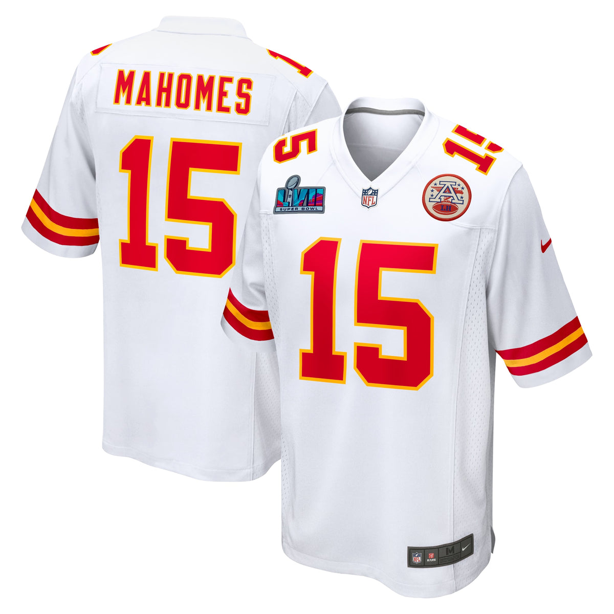 Patrick Mahomes Kansas City Chiefs Nike Super Bowl LVII Patch Away Game Jersey - White(S)