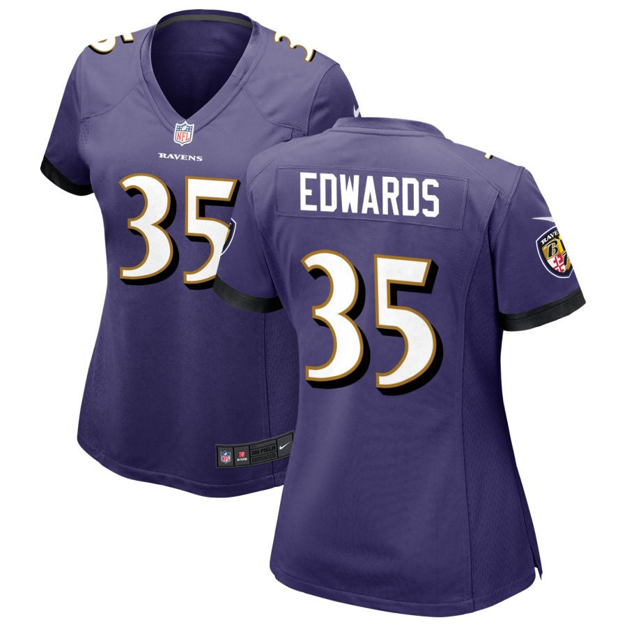 Gus Edwards Baltimore Ravens Nike Women's Game Jersey - Purple(S)