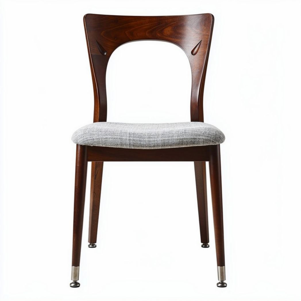 Wooden dining chair with fabric seat in dark brown 45 x 45 x 80cm