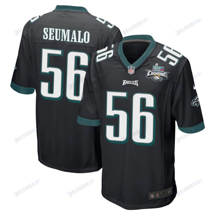 Isaac Seumalo 56 Philadelphia Eagles Super Bowl LVII Champions 2 Stars Men Game Jersey - Black(S/No)