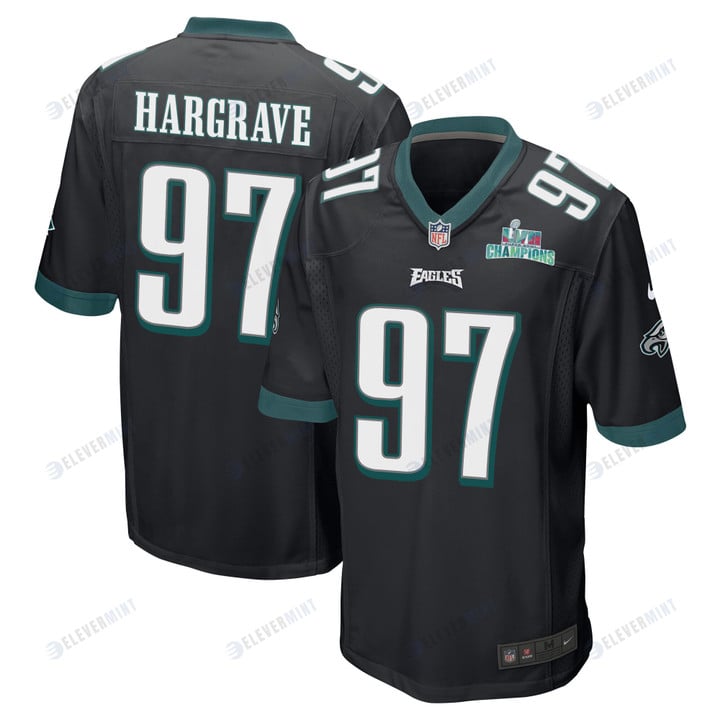 Javon Hargrave 97 Philadelphia Eagles Super Bowl LVII Champions Men Game Jersey - Black(S/No)