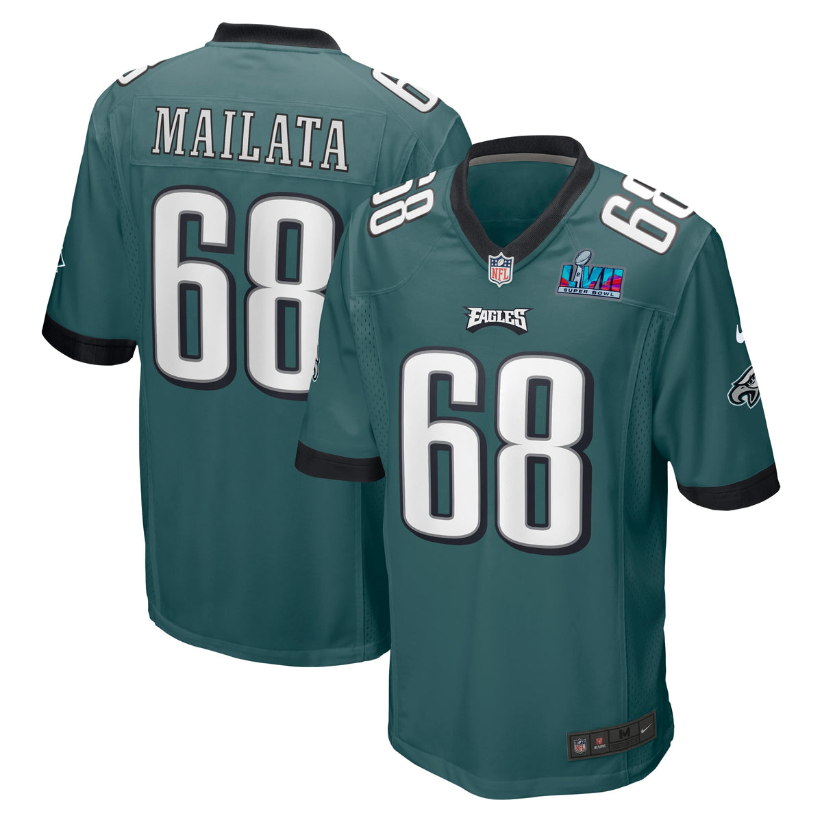 Jordan Mailata Philadelphia Eagles Nike Super Bowl LVII Patch Game Jersey - Midnight Green(S)