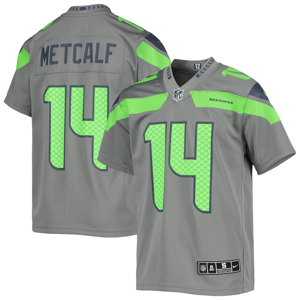 Youth Seattle Seahawks DK Metcalf Inverted Team Game Jersey Gray(S/Gray)