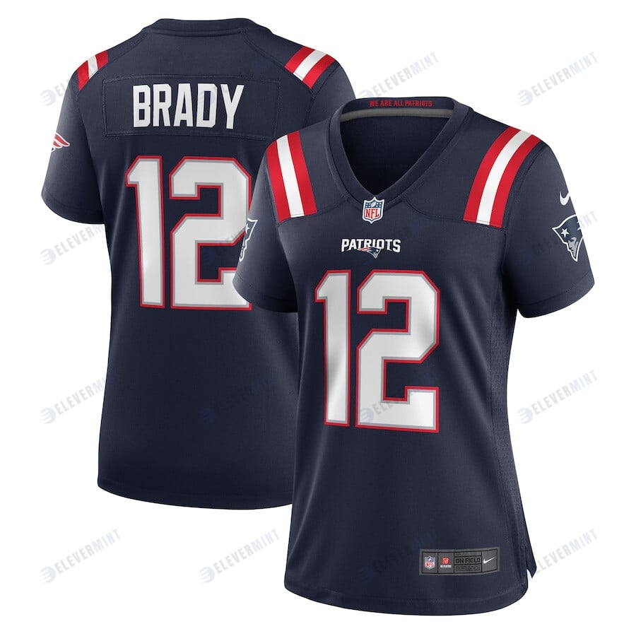 Tom Brady 12 New England Patriots Women Retired Game Jersey - Navy(S/No)