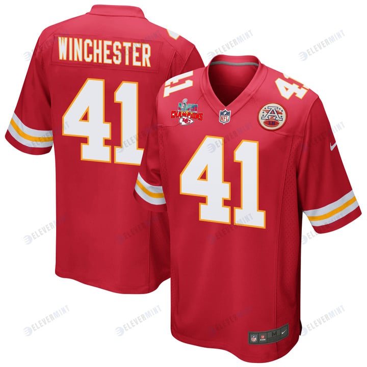 James Winchester 41 Kansas City Chiefs Super Bowl LVII Champions 3 Stars Men Game Jersey - Red(S/No)