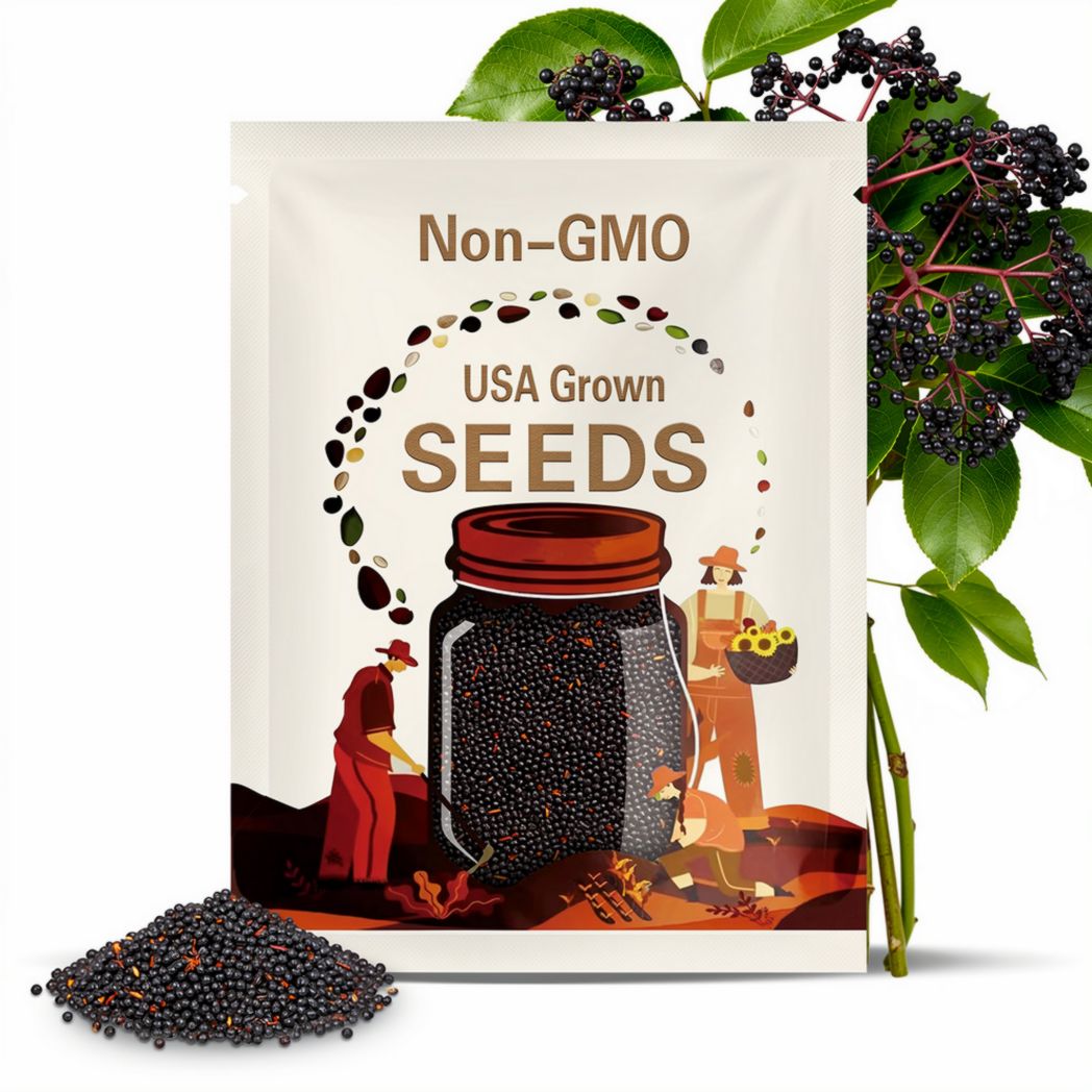 American Black Elderberry Seeds - Heirloom Seeds, Common Elderberry, Sambucus Canadensis, Medicinal Plant, Open Pollinated, Non-GMO
