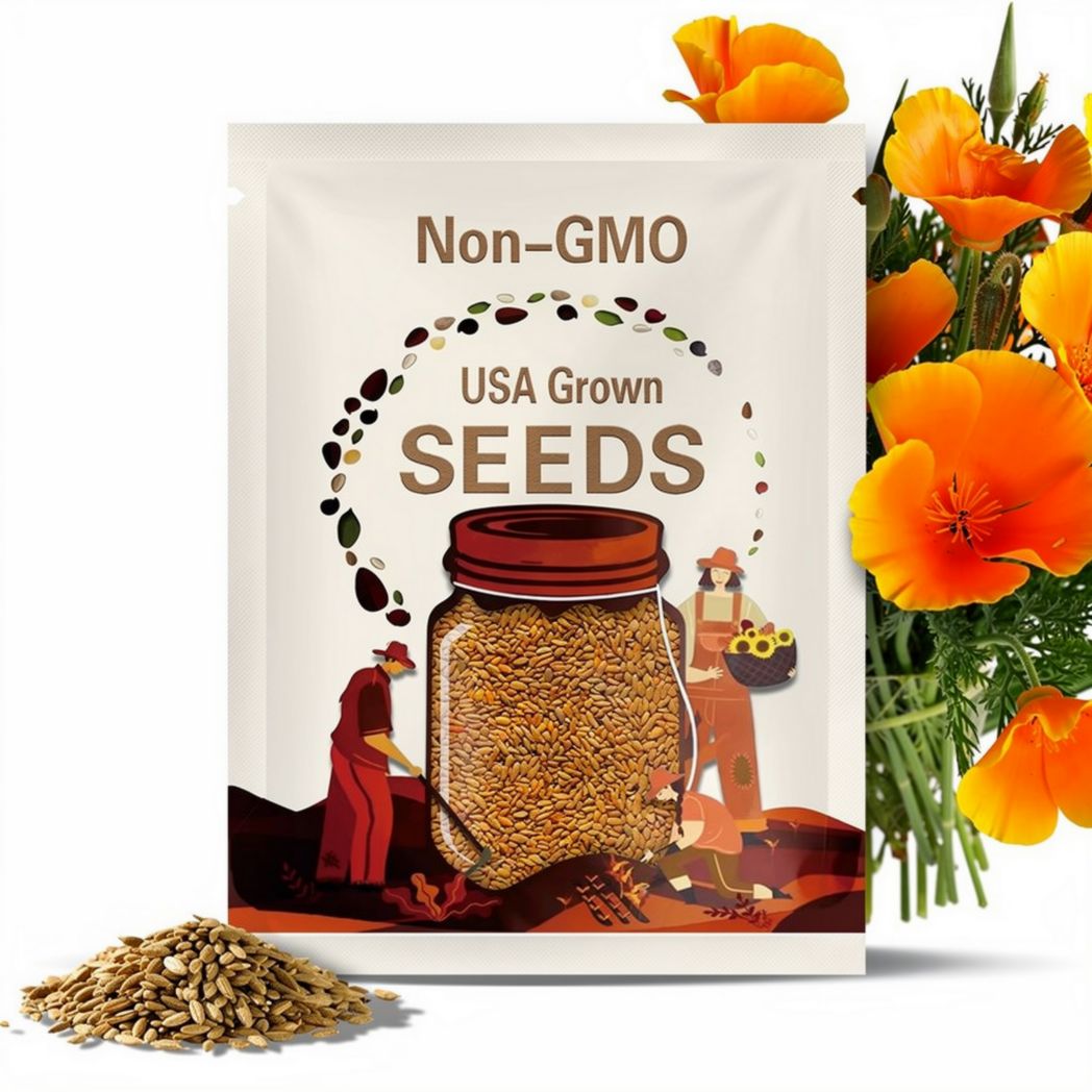 California Orange Poppy Heirloom Seeds - Flower Seeds, Cool Weather Seeds, Flowers, Cool Season Flowers, Annual, California