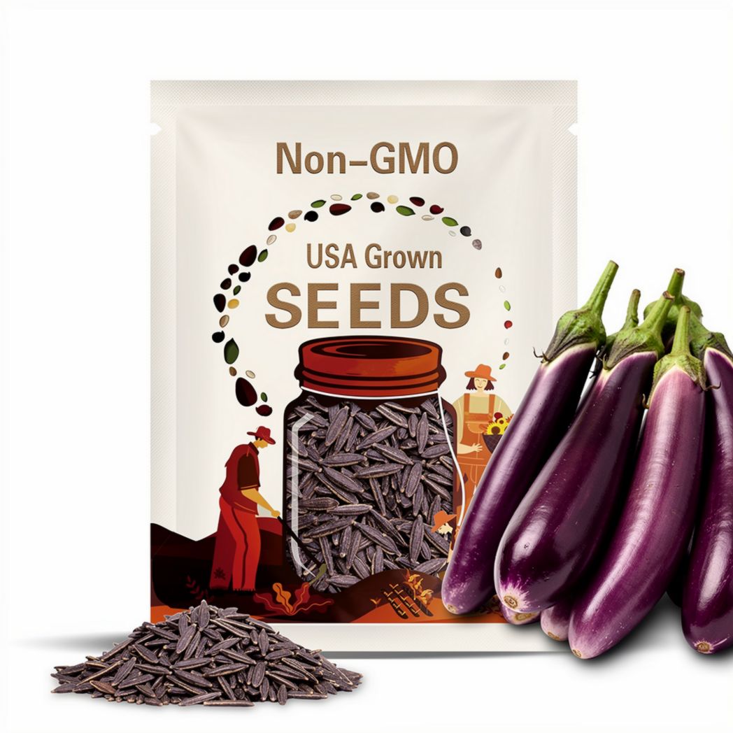Long Purple Eggplant Seeds - Heirloom Seeds, Asian Heirloom, Thin Purple Skin, Mild Flavor, Solanum Melongena, Open Pollinated, Non-GMO