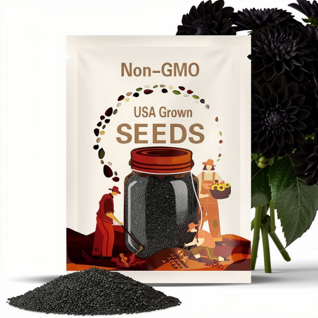 Black Satin Dahlia Seeds - Perennial - Authentic Seeds - Flowers - Clumping - Dahlia Garden - Summer Blooming - Easy To Grow #D020.