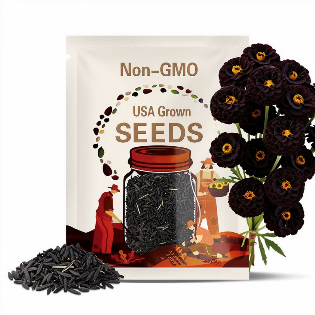 25 Black Marigold Seeds, Rare Hybrid Bloom, Deep Burgundy Flowers, Heirloom Variety, Dark Garden Accent, Non-GMO Seeds