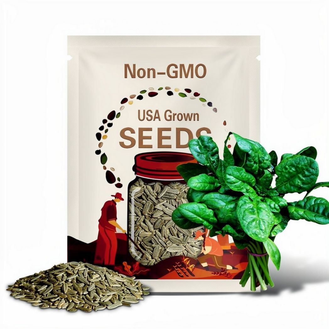 America Spinach Seeds | NON-GMO | Heat Tolerant | Smooth Leaf Spinach