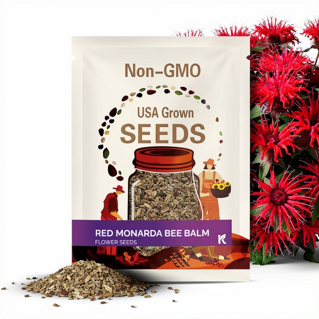 100 PCS - Red Bee Balm Seeds for planting (Monarda Didyma) ¨C  Wild Bergamot Seeds ¨C Perennial Flower Seeds, Vibrant Pollinator Magnet