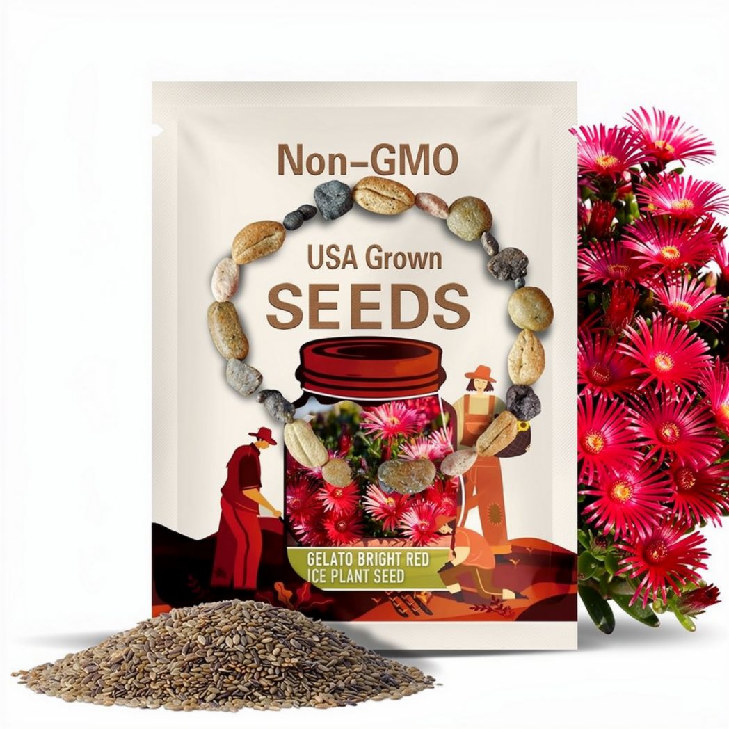 Ice Plant, Gelato Bright Red Seeds - 150 Heirloom Flower Seeds, Livingstone Daisy Seeds, Succulent Ground Cover, Open Pollinated, Non-GMO