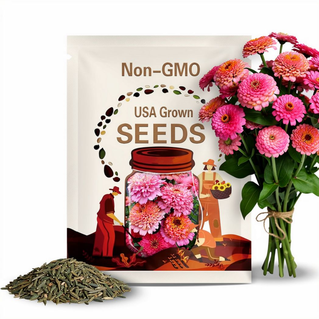 Pink Cupcakes Mix Zinnia Seeds, Zinnia Elegans ZE3125