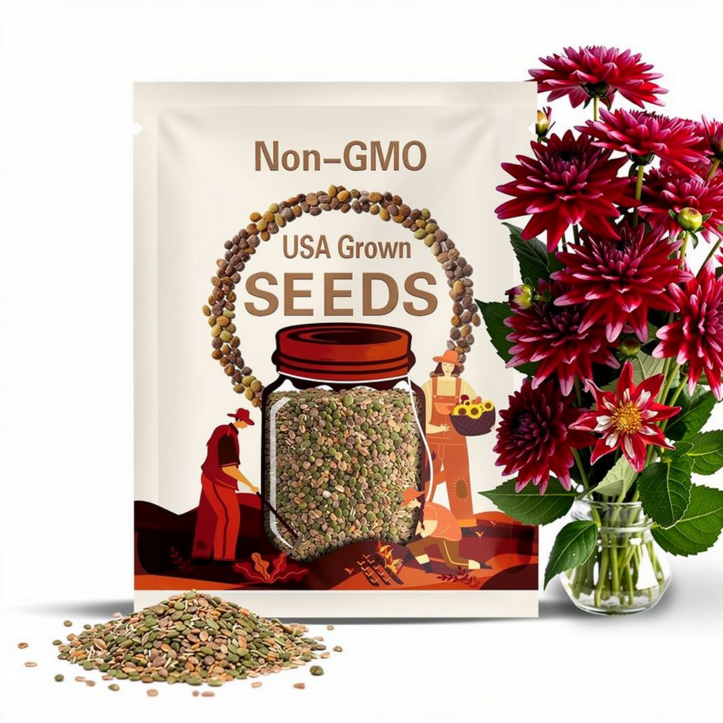 40 Seeds | Christmas Star Dahlia Seeds -Pollinator Friendly- Open Pollinated - Heirloom - Flower Seeds - Mix Seeds to Plant - .#D095