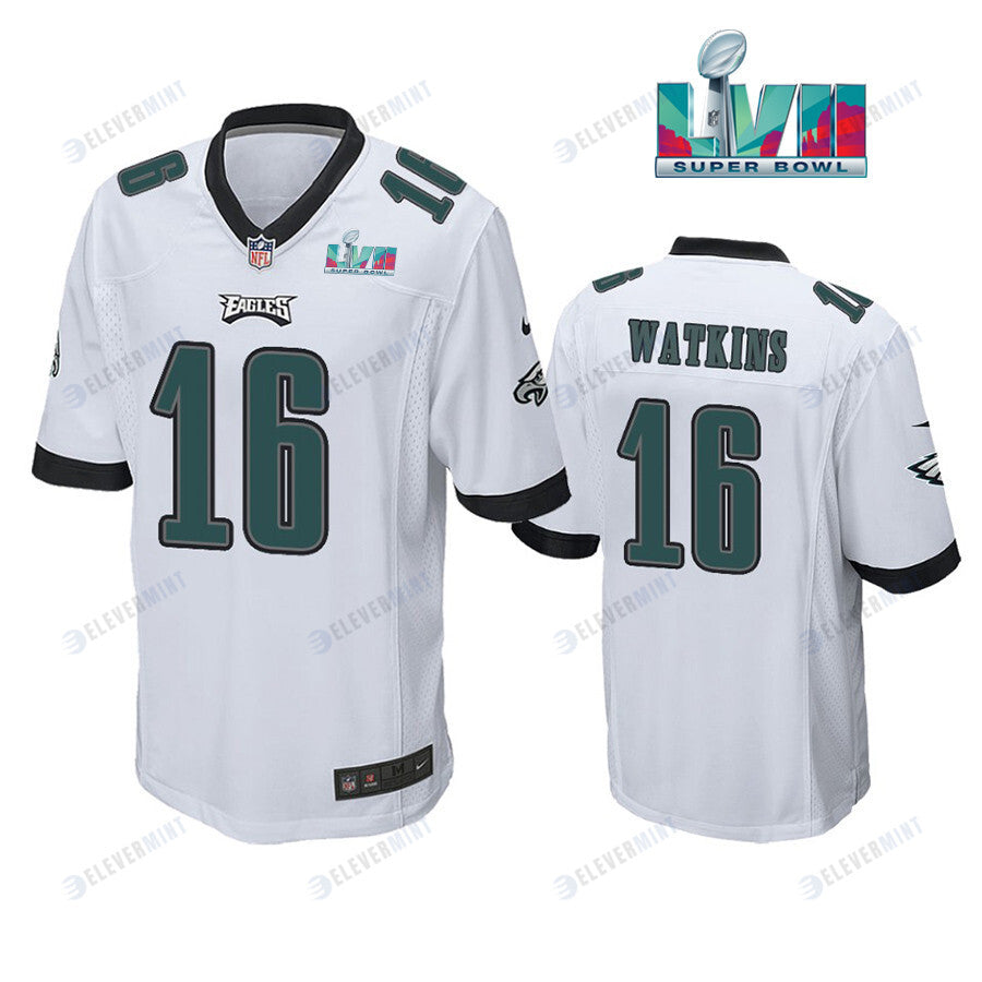 Quez Watkins 16 Philadelphia Eagles Super Bowl LVII Game Player Men Jersey - White(S/No)