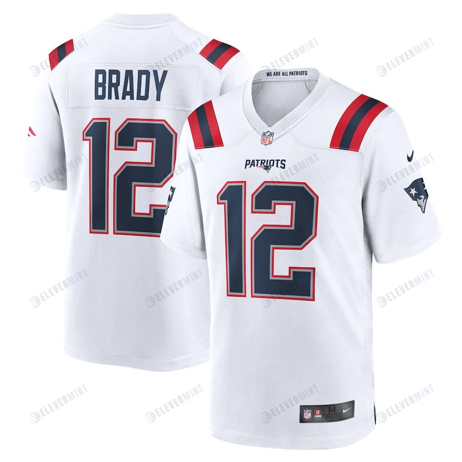 Tom Brady 12 New England Patriots Men Retired Game Jersey - White(S/No)