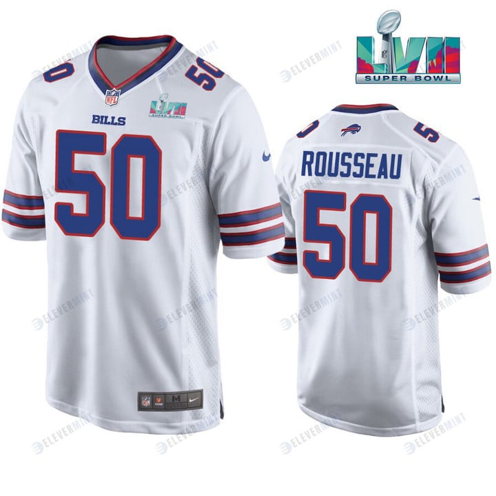 Greg Rousseau 50 Buffalo Bills Super Bowl LVII Away Player Men Jersey - White Jersey(S/No)