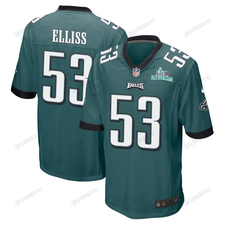 Christian Elliss 53 Philadelphia Eagles Super Bowl LVII Champions Men Game Jersey - Midnight Green(S/No)