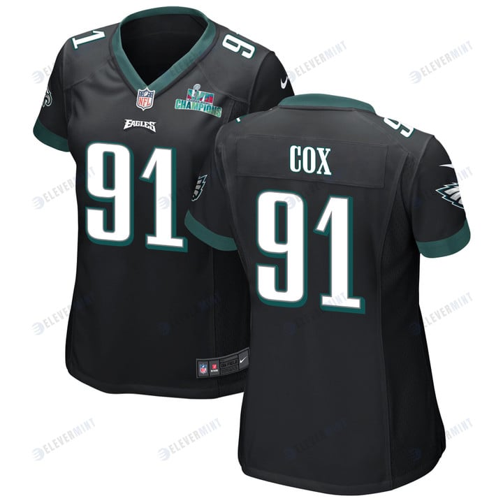 Fletcher Cox 91 Philadelphia Eagles Super Bowl LVII Champions Women Game Jersey - Black(S/No)