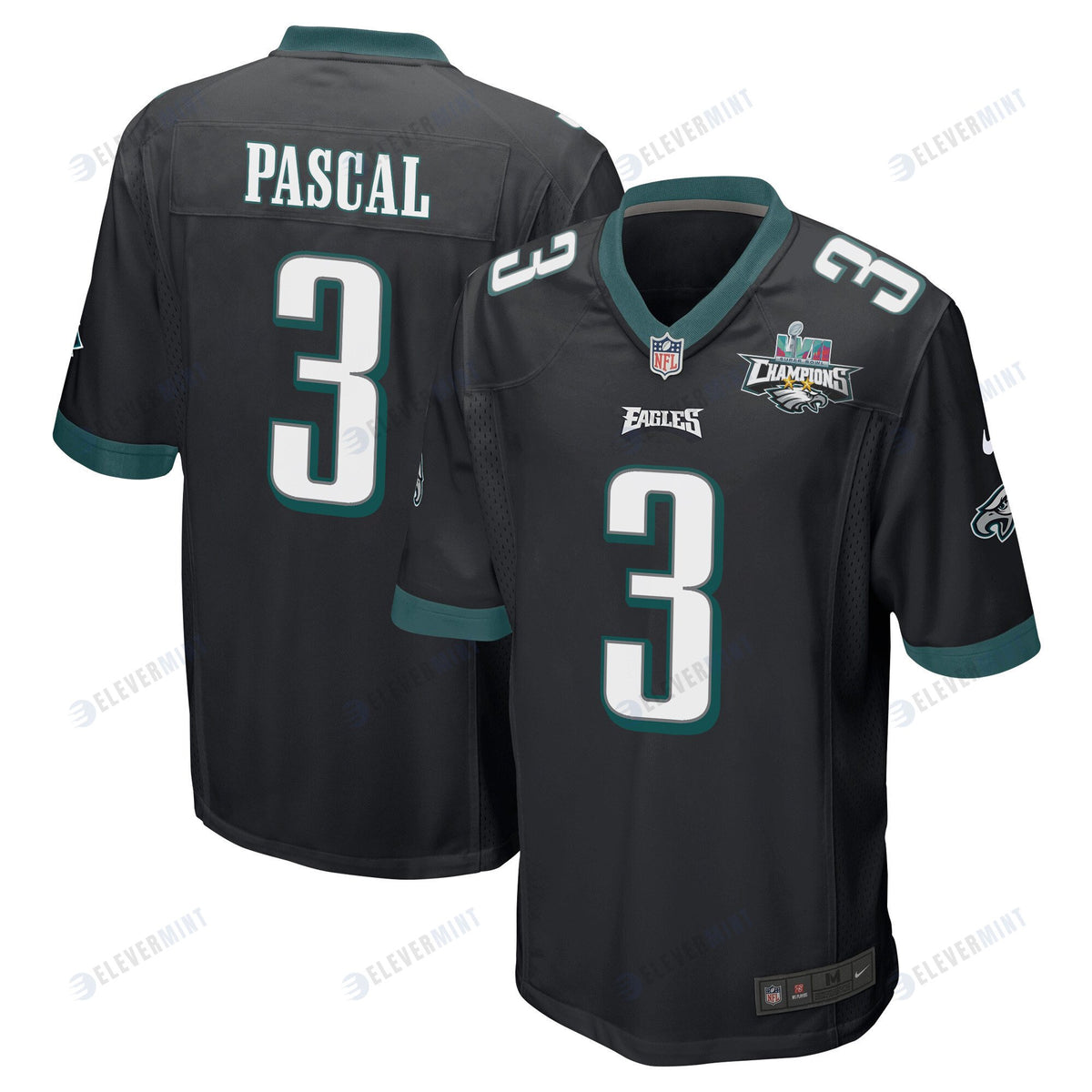 Zach Pascal 3 Philadelphia Eagles Super Bowl LVII Champions 2 Stars Men Game Jersey - Black(S/No)
