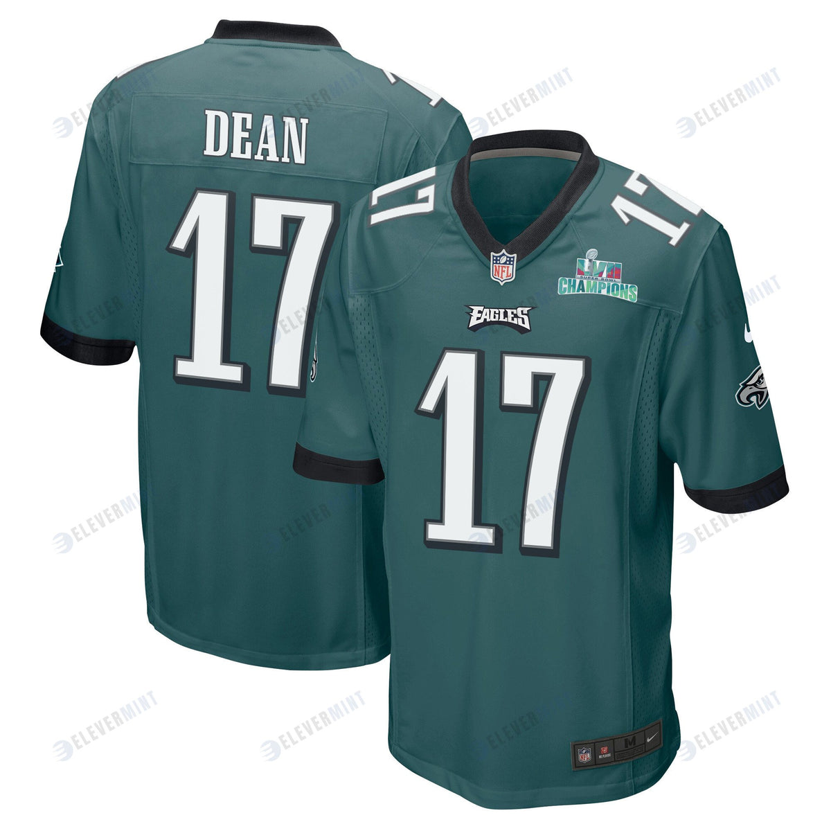 Nakobe Dean 17 Philadelphia Eagles Super Bowl LVII Champions Men Game Jersey - Midnight Green(S/No)