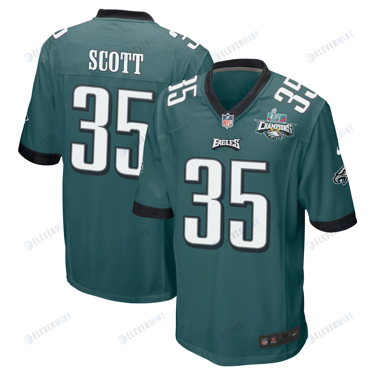 Boston Scott 35 Philadelphia Eagles Super Bowl LVII Champions 2 Stars Men Game Jersey - Midnight Green(S/No)
