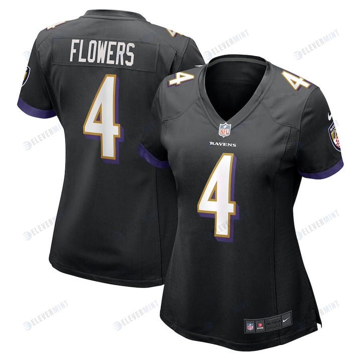 Zay Flowers 4 Baltimore Ravens Women's Team Game Jersey - Black(S/No)